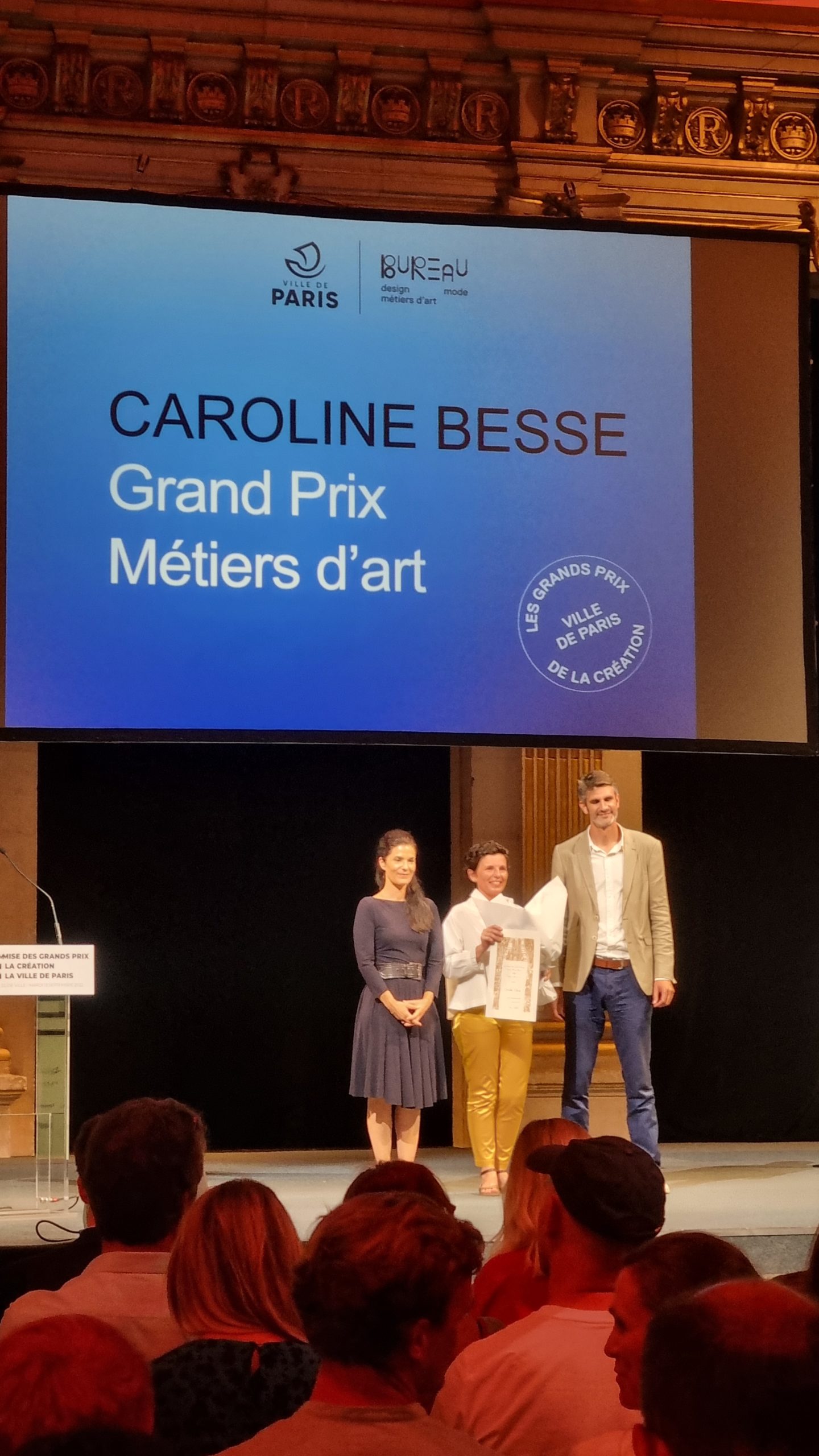Grand Prix de la Création de la Ville de Paris remis à Caroline Besse, catégorie Métiers d’Art